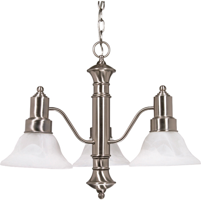 Nuvo Lighting 60/190  Gotham - 3 Light - 23" - Chandelier with Alabaster Glass Bell Shades in Brushed Nickel Finish